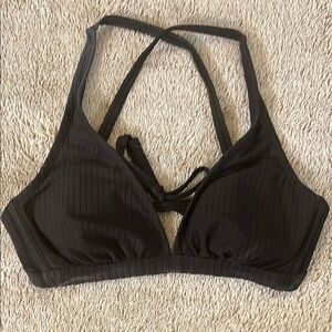 Xhilaration Black Bikini with Ribbed Texture and Adjustable Straps